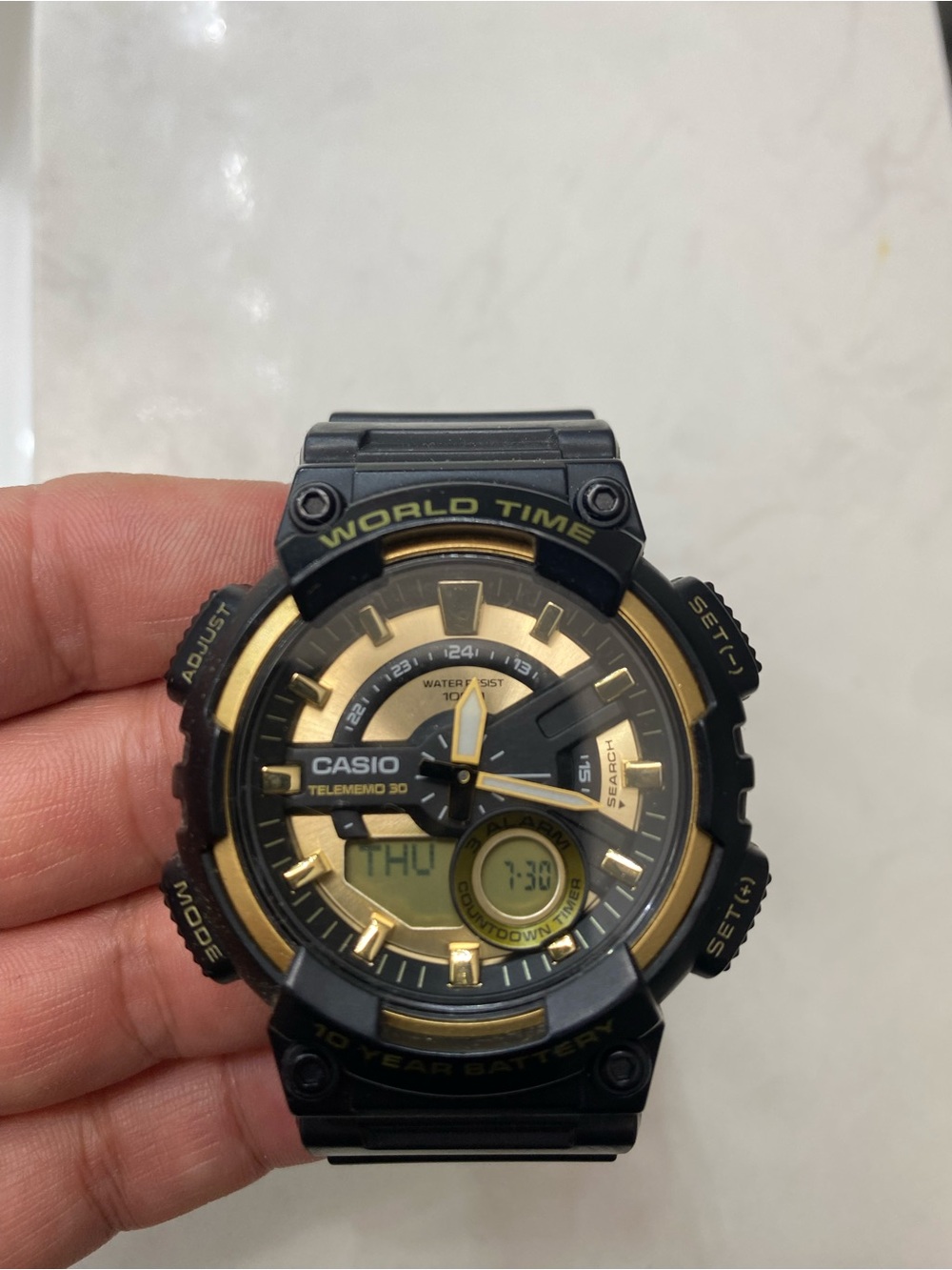 Casio World Time Black and Gold Sport Watch
